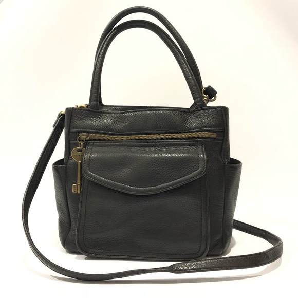 Fossil Handbags - Fossil Black Pebbled Leather Crossbody 1954